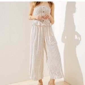 NWT Loft Beach Strapless Smocked Wide Leg Jumpsuit